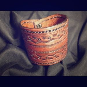Hand tooled leather cuff